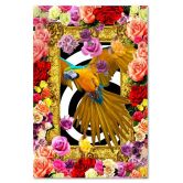 Leinwandbild, Papagei und bunte Rosen 