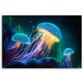 Leinwandbild, Neon-Qualle unter Wasser 