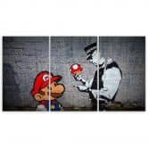 Leinwandbild 3-teilig, Banksy Mario Graffiti 