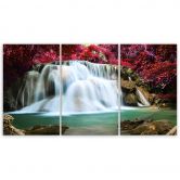 Leinwandbild 3-teilig, Wasserfall Wald Berg 