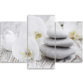 3-delige canvasprint, orchideeën Zen Spa-stenen 