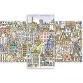 Leinwandbild 3 teilig, Fröhliche Stadt 