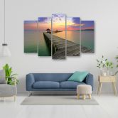 Canvasdoek 5 stuks, jetty lake sky paars 
