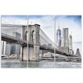 Leinwandbild 3-teilig, Brooklyn Bridge Stadt New York 