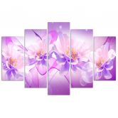 Leinwandbild 5 teilig, Violette Blumen Natur 