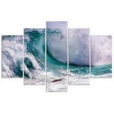 Leinwandbild 5 teilig, Natur Welle Meer 