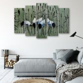 Wandbild 5-teilig, Kraniche Vögel Wasser Natur 