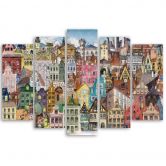 Leinwandbild 5 teilig, Fröhliche Stadt 