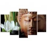 Canvas print 5 stuks, Boeddha Bamboo Zen Nature 