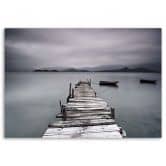 Leinwandbild, Steg Wintersee Landschaft 