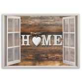 Leinwandbild, Fensterblick Home Herz Retro 