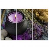Leinwandbild 3-teilig, Lila Zen Spa Kerze 