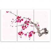 Leinwandbild 3-teilig, Kirschblüte Japan Natur 