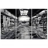 Leinwandbild 3-teilig, Alte Fabrik Schwarz Weiß 