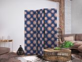Paravent, Raumteiler freistehend, Trennwand - Sunny Patterns - Repeating Sun Motif on a Navy Background 