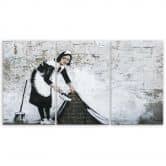 Impression sur toile en 3 parties, Banksy Maid Street Art 