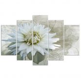 Wandbild 5-teilig, Weiße Blume Beige Vintage 