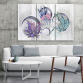 Leinwandbild 3 teilig, Quadratkisten Regale mit Blumen 