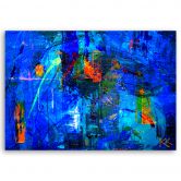 Leinwandbild, Blau Abstrakt handgemalt 