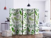 Paravent, Raumteiler freistehend, Trennwand - Green Twigs II, 5-teilig - einseitig bedruckt - 225x172 cm 