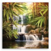 Leinwandbild Wasserfall Zen-Steine 