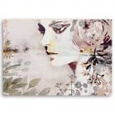 Tableau sur toile, visage abstrait de femme avec des fleurs 