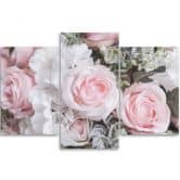 Leinwandbild 3-teilig, Rosa Rosen Blumen Natur 