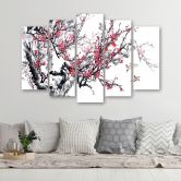 Leinwandbild 5 teilig, Kirschblüte Japan Baum 