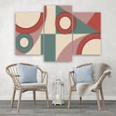 Leinwandbild 3 teilig, Geometrische Abstraktionsformen 