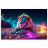 Leinwandbild, Neon Löwe Natur Abstraktion 