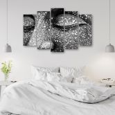 Leinwandbild 5 teilig, Buddha Schwarz Weiß 