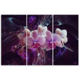 3-delige canvas print, witte orchidee op een donkere achtergrond 