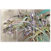 Leinwandbild 3 teilig, Iris Blumen im Wind 