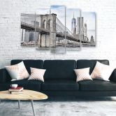 Leinwandbild 5 teilig, Brooklyn-Bridge Stadt New York 