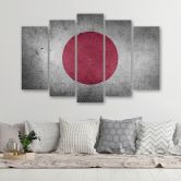 Leinwandbild 5 teilig, Flagge von Japan 