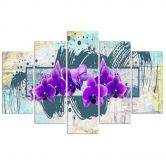 5 stuk canvas print, orchideeën violette abstractie 