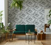 Vliestapete mit Pflanzen im Dschungel-Style weiß, schwarz Floral 