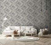 Vliestapete mit Pflanzen im Dschungel-Style beige, schwarz Floral 