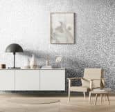 Vliestapete mit abstraktem Blattmotiv und linierter Struktur grau, pearl Grafisch 