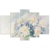 Leinwandbild 5 teilig, Blumenstrauß Blumen Weiß 