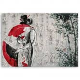 Canvas schilderij, Japanse geisha met een ventilator 