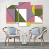 Leinwandbild 3 teilig, Geometrische Abstraktionsformen 