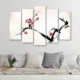 Leinwandbild 5 teilig, Kirschblüte Japan Natur 