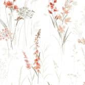 Vliestapete Blumen, Blätter Floral Natur matt in Weiß Rot 