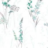 Vliestapete Blumen, Blätter Floral Modern matt in Weiß Grün 