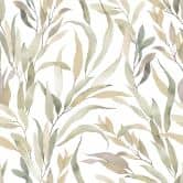 Vliestapete Blätter Floral Natur matt in Weiß Grau Beige 