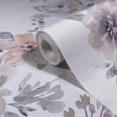 Vliestapete Blumen Floral Natur, Romantisch matt in Weiß Grau Beige 