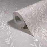 Vliestapete Blätter Floral Natur matt in Grau Beige 