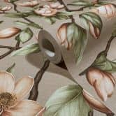 Vliestapete Äste, Blumen Floral Natur matt in Grau Braun Grün 