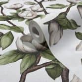 Vliestapete Äste, Blumen Floral Natur Weiß Grün 